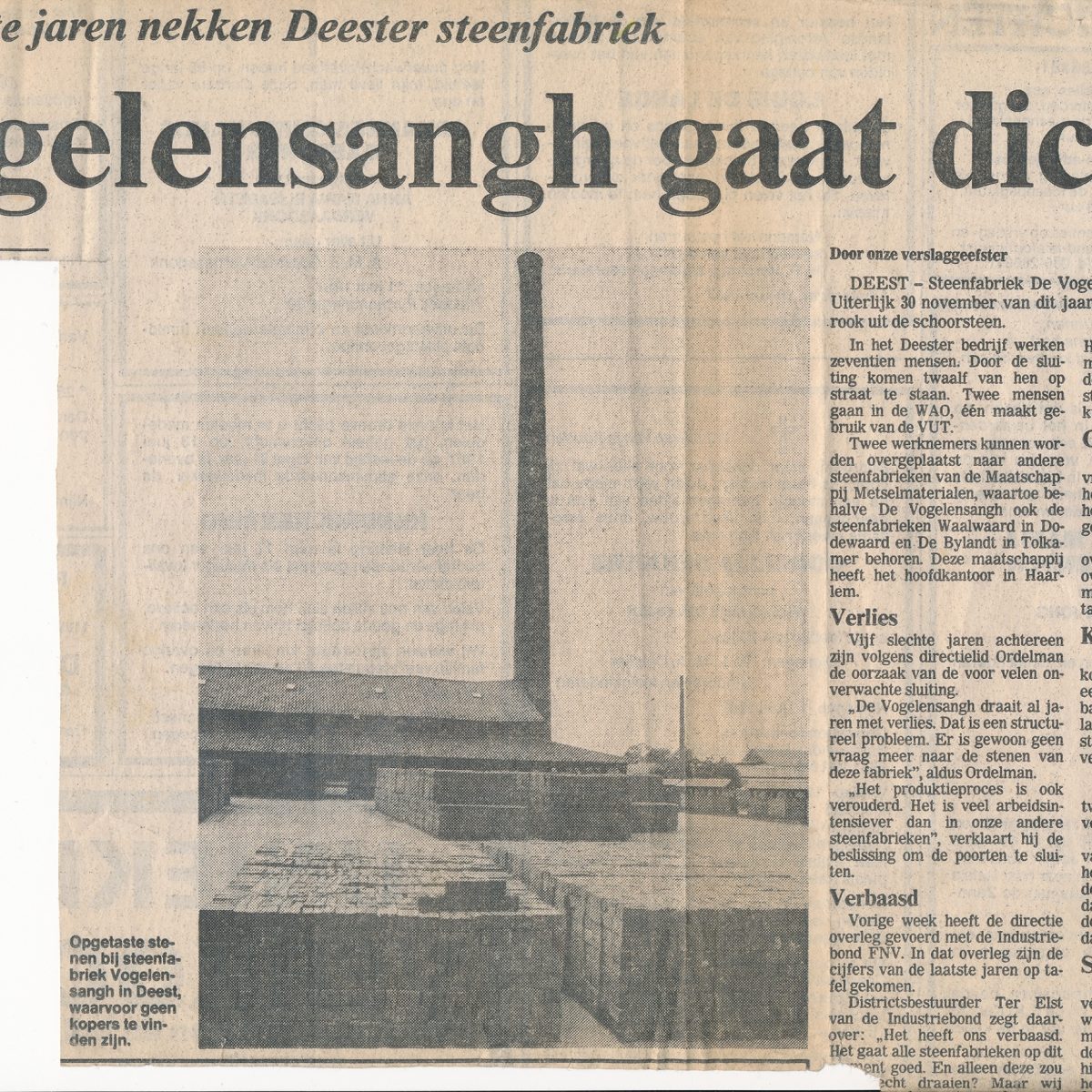 1987 – Vogelensangh moet sluiten